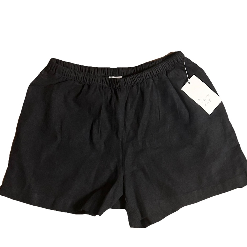 A New Day - Womens Black Linen Elastic Waistband Shorts - Size: XS (NWT)